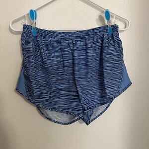 NIKE Classic Dri-Fit Athletic Shorts Blue‎ and Black Back Zipper Pocket Wms Sz S